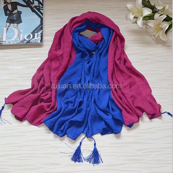 

Fashion silk scarves double color stitching plain cotton scarf, Printing