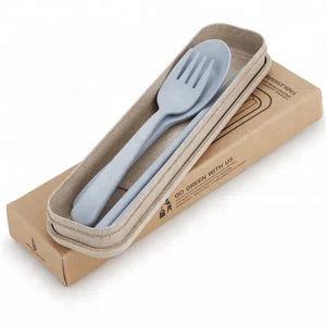 NO MOQ Food grade wheat material promotional travel cutlery set
