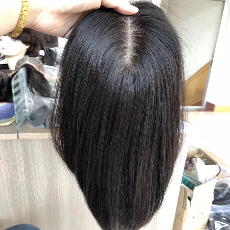 

100% HUMAN brazilian hand tie human hair silk base hair topper full lace