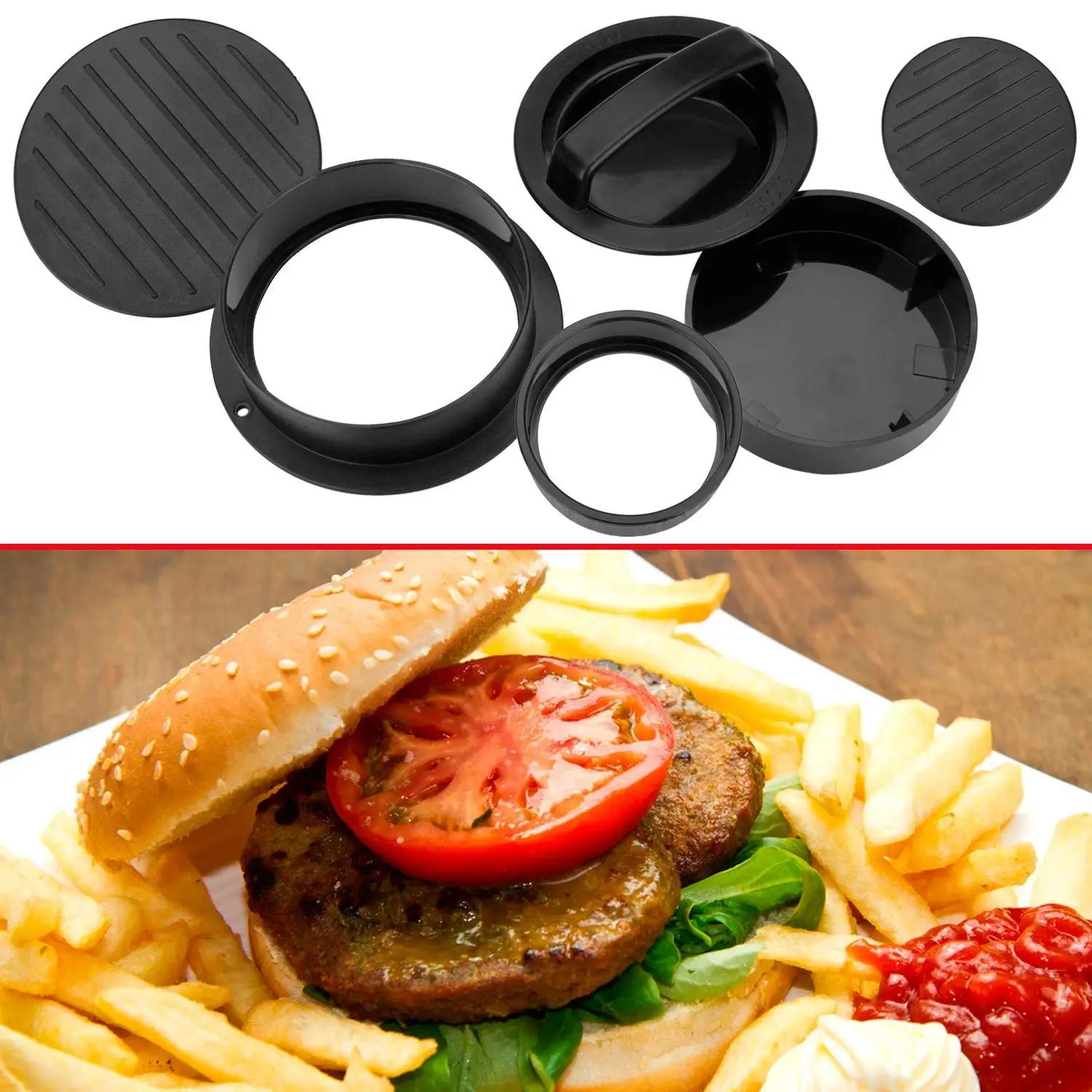 Burger Press Kit With Grill Matnonstick 3in1 Stuffed Burger Mold For Hamburgers And Sliders