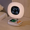 2018 new arrival wireless charger alarm clock wake up light with 7colors sunrise sunset simulation digital touch led alarm clock