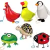 High quality walking animals helium balloon, frog/car/panda/fox/dog cartoon party balloon, foil emoji balloon for kids