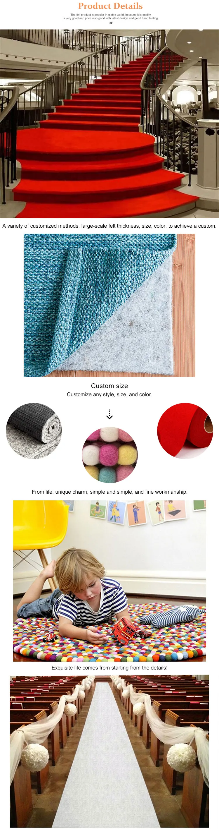 Soundproof Commercial Indoor Sports Logo Underlay Felt Carpet