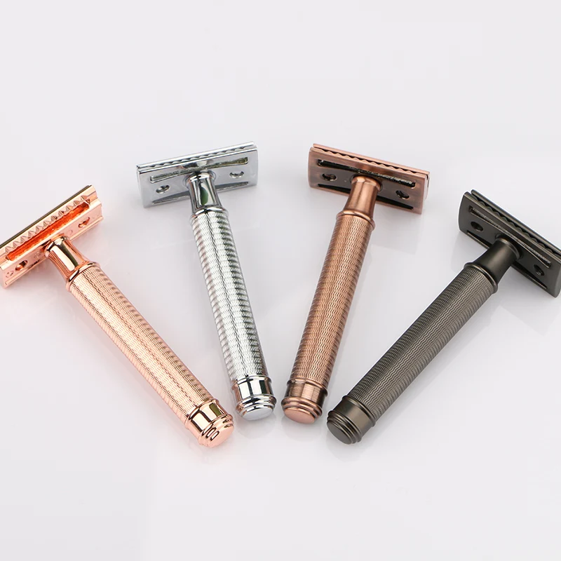 

Classic mens copper metal handle double edge blade shaving safety razor