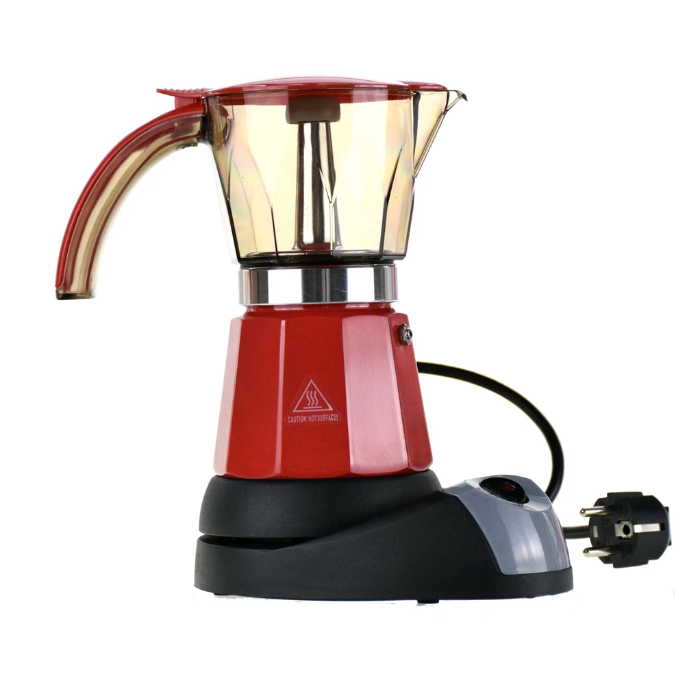 

Ecocoffee 6 Cups Electrical Moka Pot Italian Espresso Mocha Pot 220V 50HZ Coffee maker, Red & blue