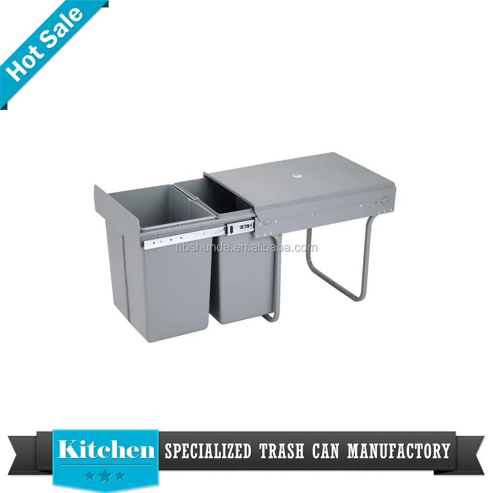 

SHUNDA006  kitchen pull out cabinet trash bin, Grey
