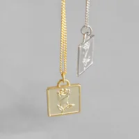

INS jewellery 18k gold plated rose flower pendant S925 sterling silver coin necklace