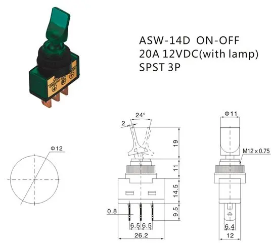 3 Posion Toggle Switch with LED
