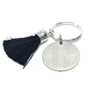 Personalized Engraved Monogram Stainless Steel Tassel Keychain