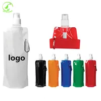 

BPA Free custom company brand plastic foldable flask flexible water pouch soft collapsible water bottle for hiking/bike