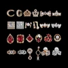Japanese Red Gems Plated Gold Nail Art Charms Crown Musical Note 3D Diy Zircon Nail Art Rhinestone