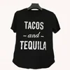 tacos and tequila letters printed tee women short sleeves arc hem black screen printing t shirt cotton polyester blend t shirts