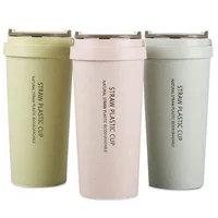 

Private Label 400ml Reusable Rice Husk Coffee Mug Plastic Coffee Cup with Handle Lid