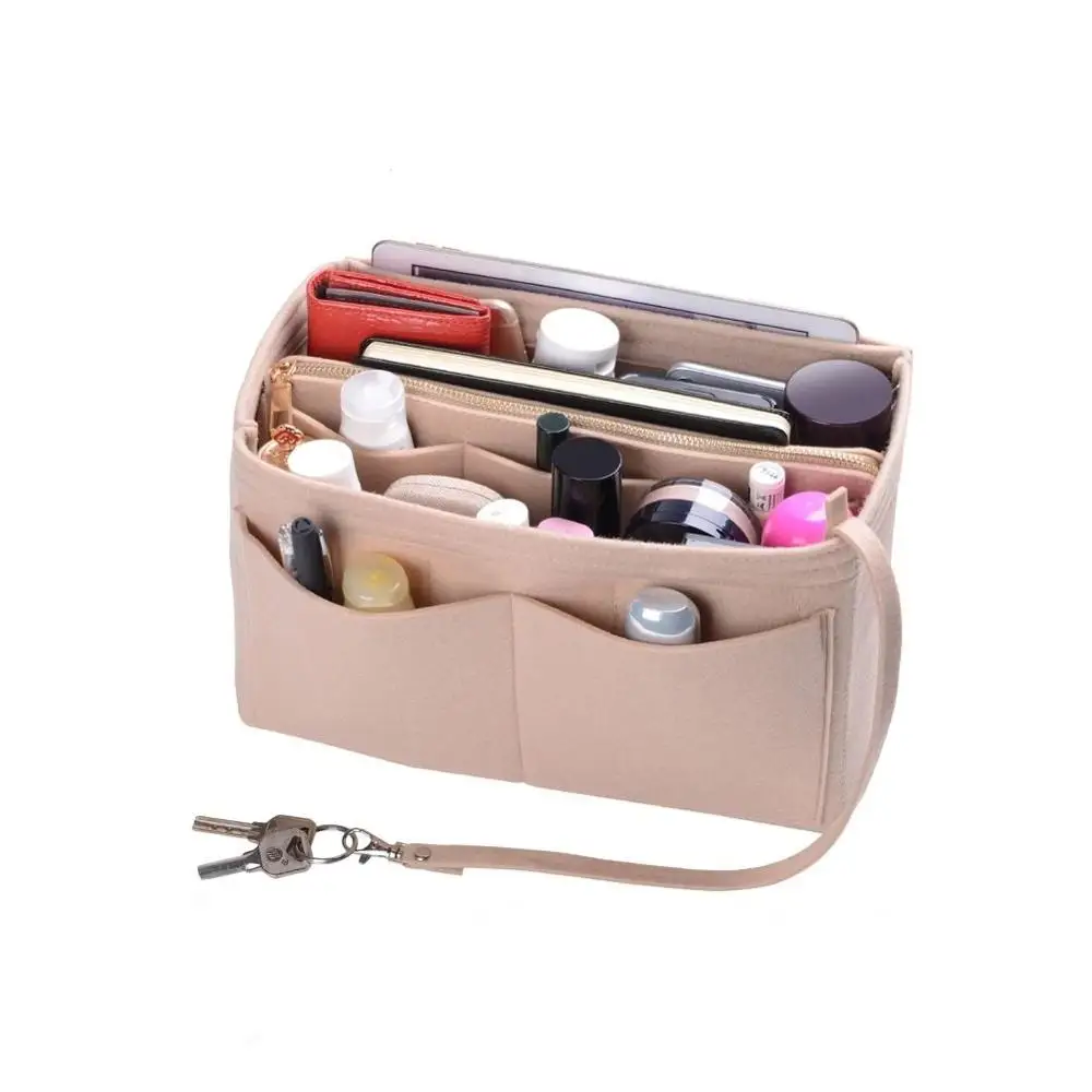 

2020 new idear gift set felt bag organizer handbag felt purse organizer insert, Khaki