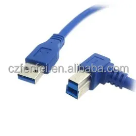 USB 3.0 A Type Male Straight to B Male 90 Degree Right Angled Cable for Hard Disk