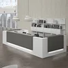 Led lighting U shape office furniture artificial marble hotel lobby fitness center reception desk