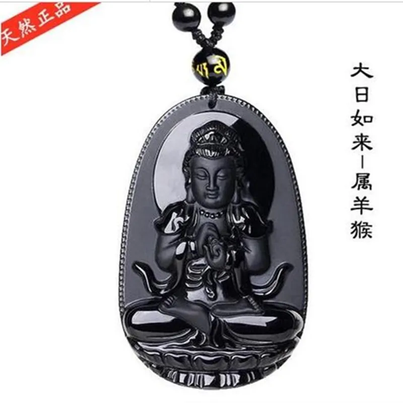 

Drop Shipping Black Obsidian Carving Buddha Lucky Amulet Pendant for Women Men pendants Jade Jewelry