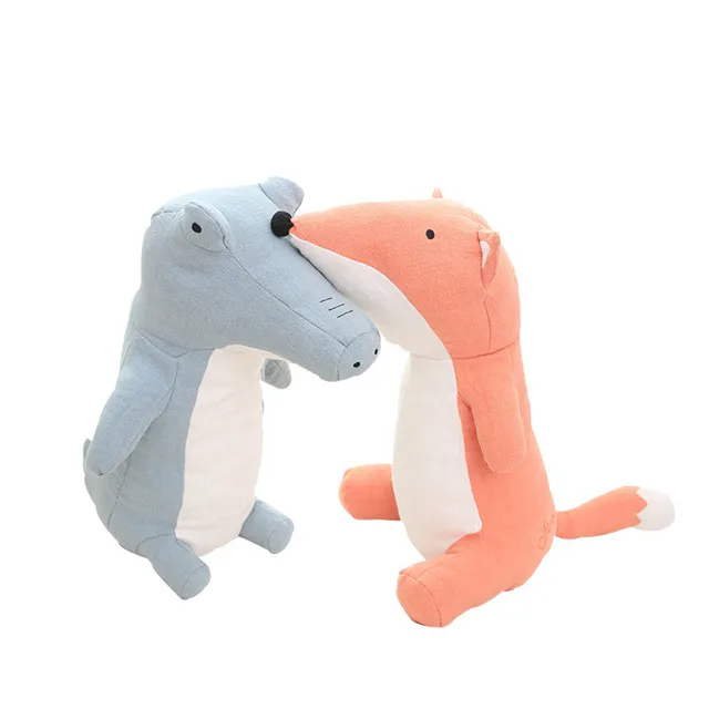 

New arrival Ramie Plush Crocodile Toy Animal Stuffed Fox Toy for Kids Gift Child Appease Pig Toy, Three colors as picture