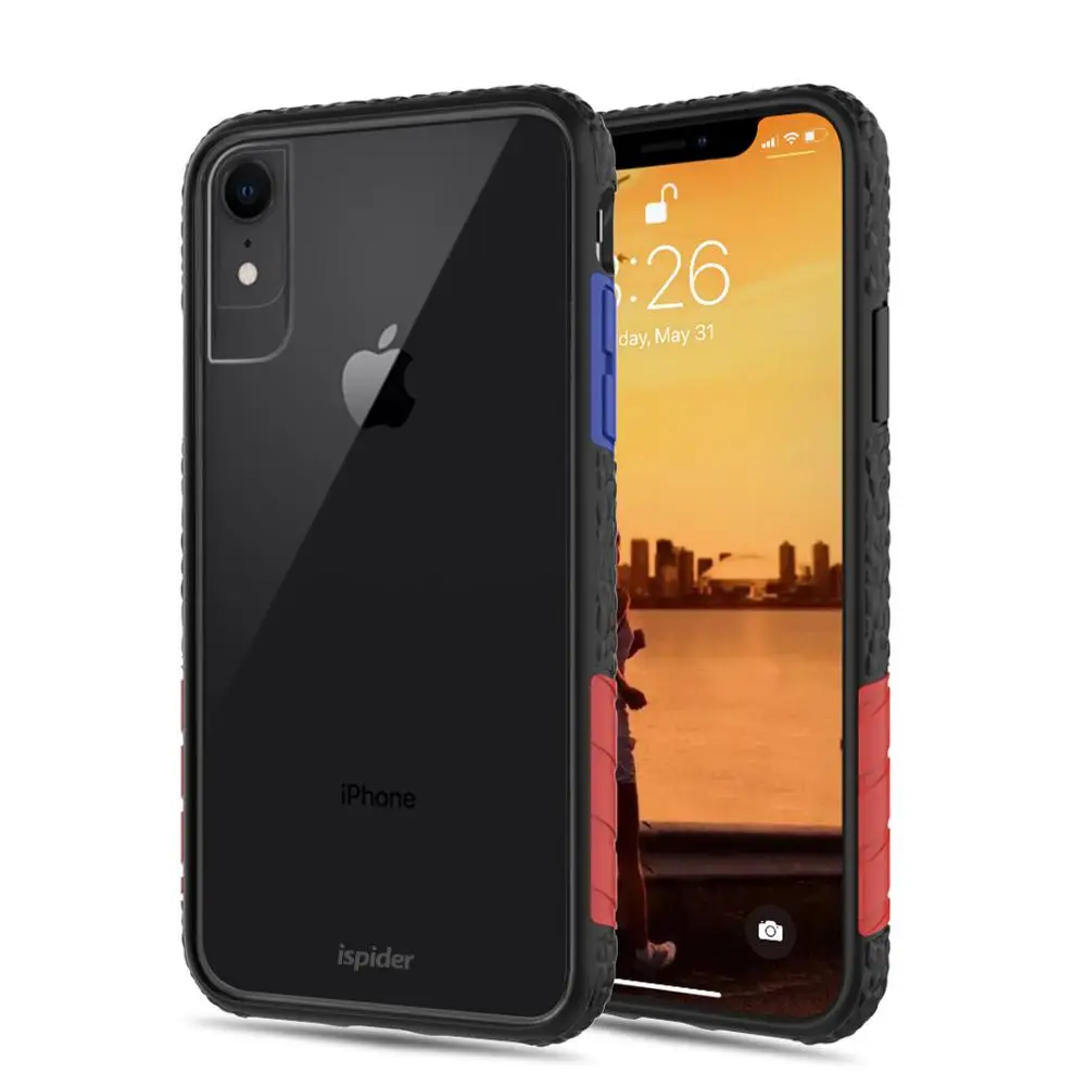 

New Trend Private Design SGS 3.5M/12FT Military Standard Drop Tested Armor Clear Cover Case for iPhone Xs Max, Black (4 styles of diy color blocks )