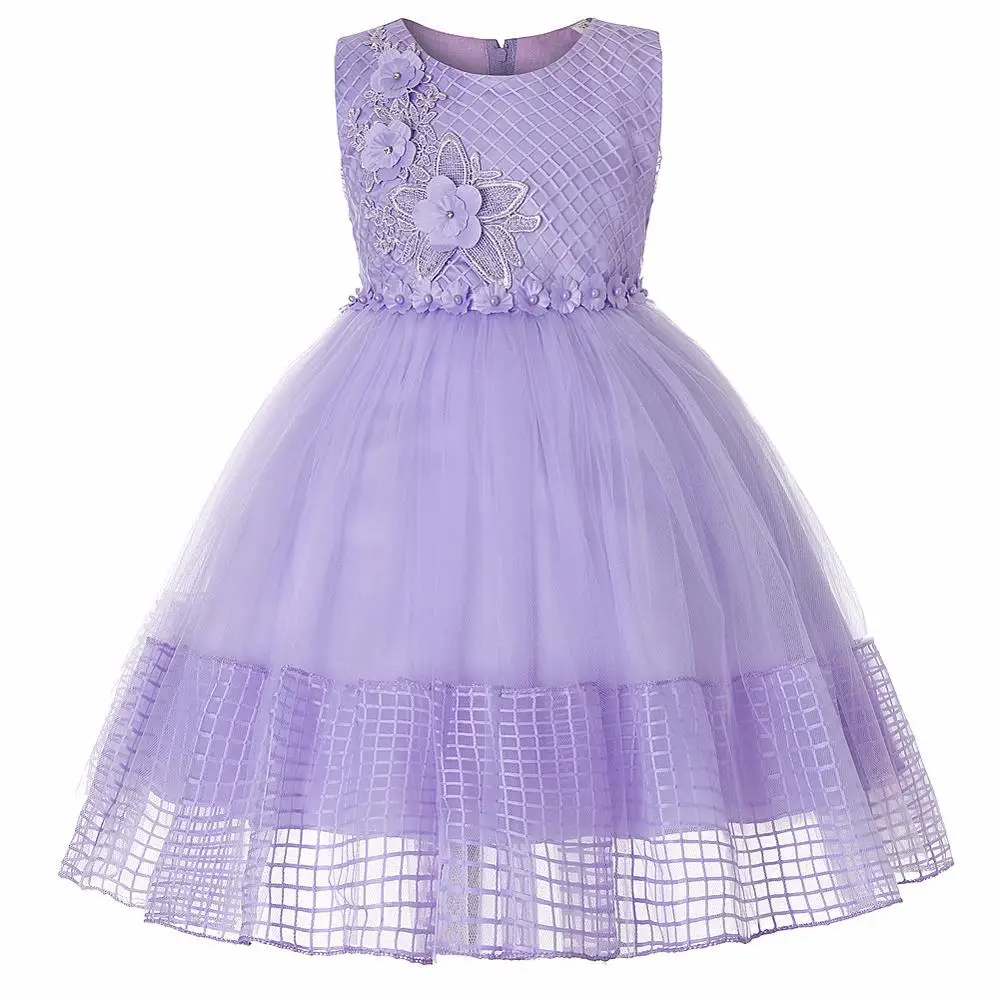 

566 Children's wedding dress princess dress female show lace dress, Violet;pink;white;blue;yellow;red