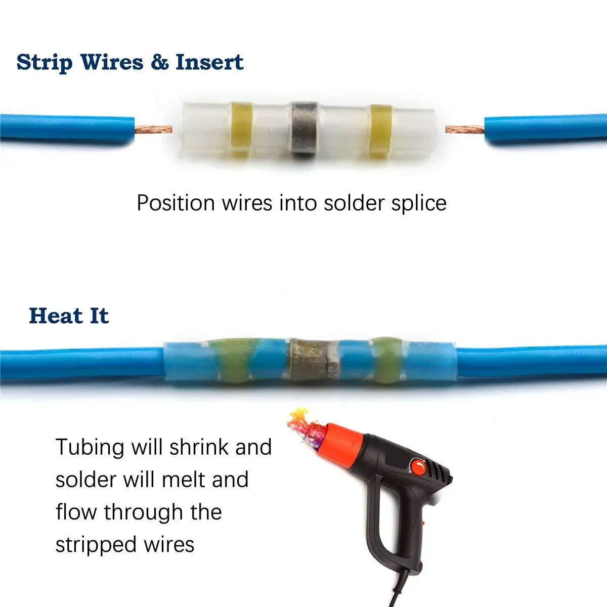 120pcs solder seal wire connectors,heat shrink butt connectors terminals electrical waterproof insulated marine auto copper buy solder seal wire nichrome wire connectors soldering sleeve wire connectors solder