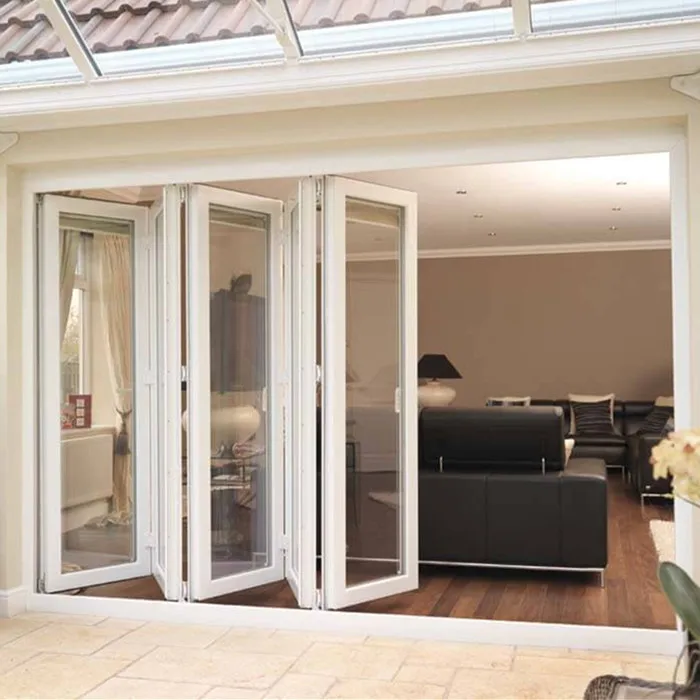 Professional supplier white exterior UPVC/PVC glass veranda bifold doors
