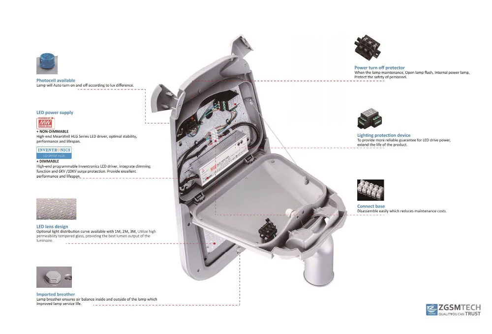 CE Listed Aluminium Housing LED Street Public Lighting 180W