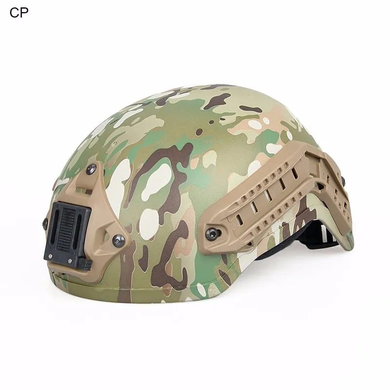 

New Protective Army Military Anti Riot Police Gun Shooting Safety Tactical Helmet with NVG Mount and Side Rail HK9-0019, Cp/black