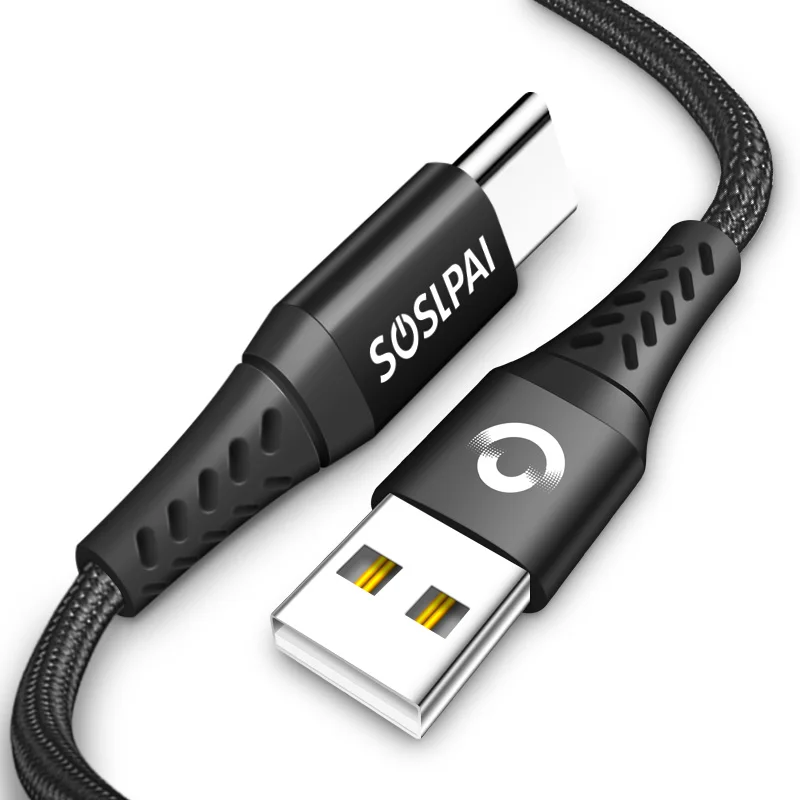 

SOSLPAI wholesale usb power charge cable nylon weave 2.1a fast charging type-c replacement usb cable