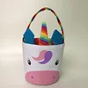 2019 High Quality Unicorn Canvas Bucket Nice-Looking Unicorn Rainbow Basket New Style Easter Storage Basket