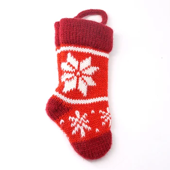 Custom Small Red Knit Christmas Stocking With Snowflake Pattern Christmas Ornament Buy Hanging Decoration Small Red Knit Christmas