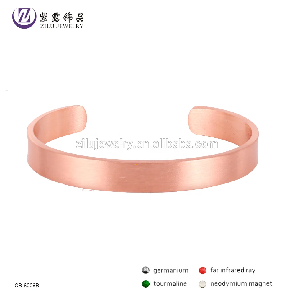 

CB-6014 ZILU 3000 gauss Therapy Magnetic copper plain men bracelet pure copper bracelet, Plated various gold;rose gold;black;blue;pink