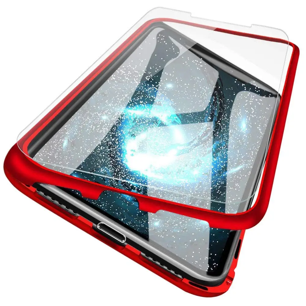 

For Redmi 7 K20 Tempered Glass Metal Frame for Xiaomi F1 Mi play Magnetic Phone Case