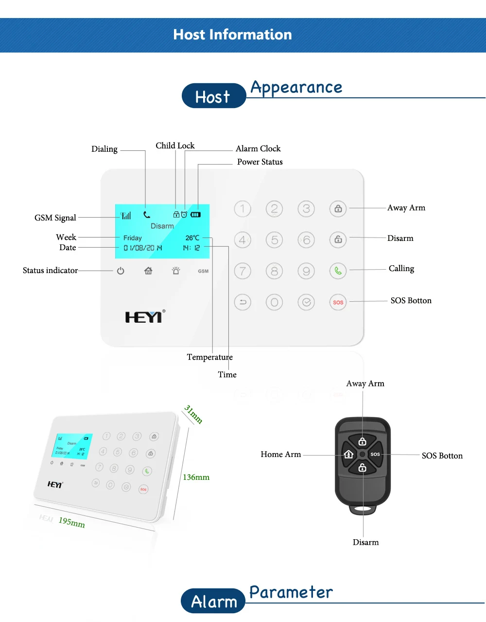11 Languages( English,French,German,Spanish Etc)cchina Heyi Alarm