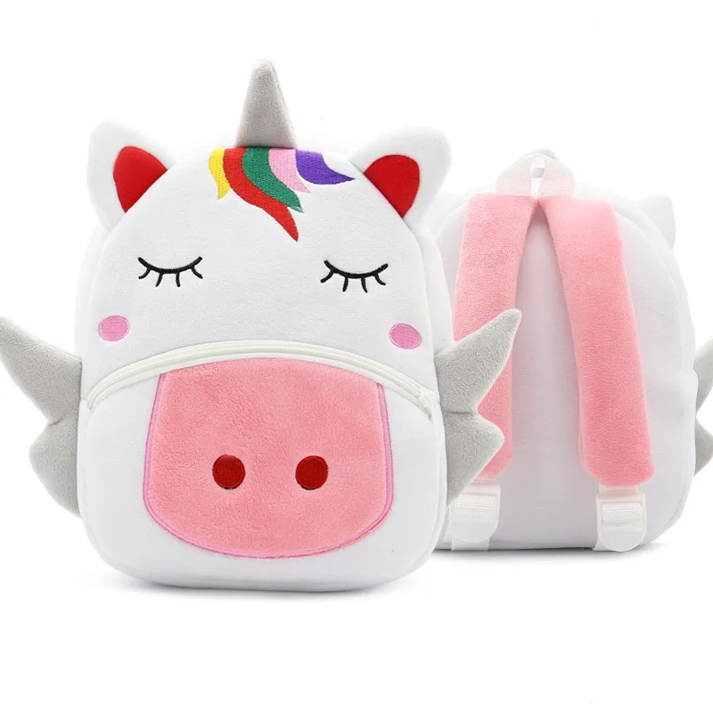 

2019 Children School Backpack 3D Cartoon Animals Unicorn Design Plush For Baby Girls Kindergarten Kids School Bags, As picture or customized