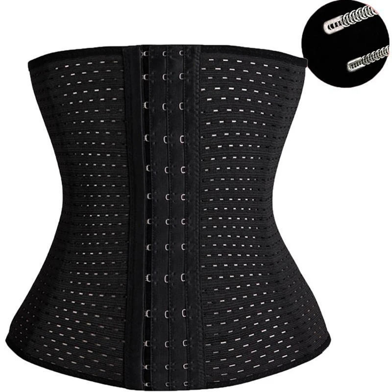 

Womens Mesh Waist Trainer Belt With Skeletons Belly Fat Burner Belt, Black/nude