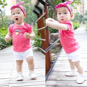 2017 Korean Style Baby Girls Clothing Short Sleeve Baby Shirt