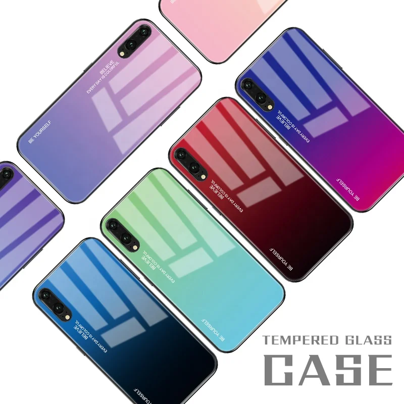 

Gradient Tempered Glass Phone Case For Huawei Mate 20 10 P20 Pro P30 Lite Nova 3i 3E 4 Coque Case For Honor 8X 9 10 Lite Cover