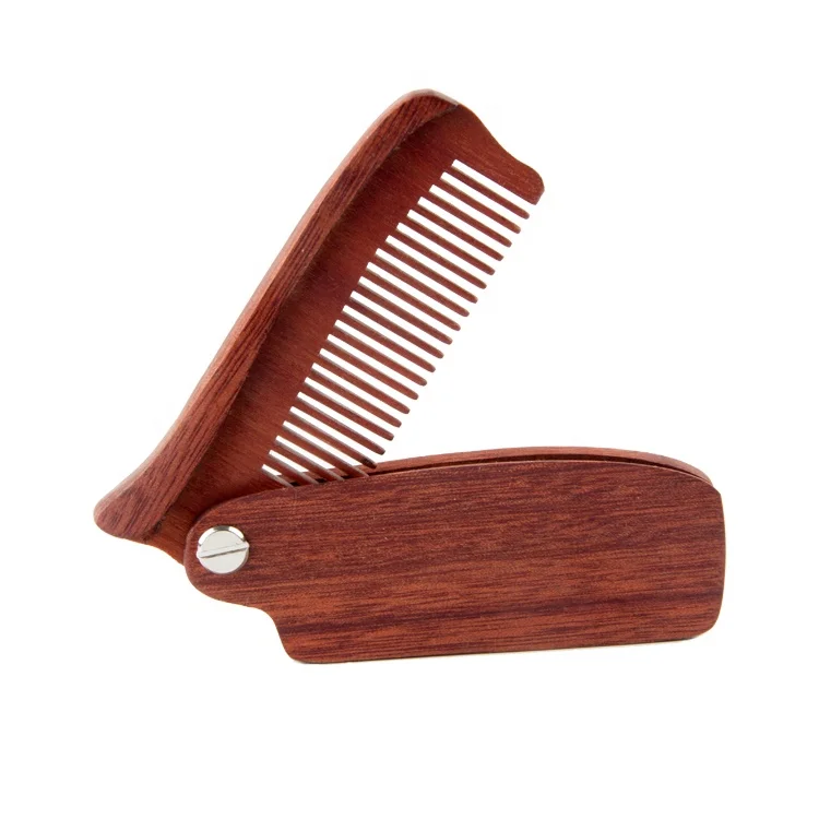 

Wholesale natural hair mens comb red wood fine tooth folding comb, Natural color