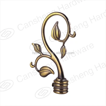 2016 New Designs Leaf Finials Metal Curtain Rods And Leaf Shape