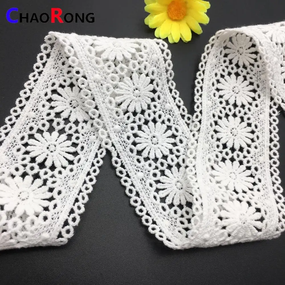 

CRT0208 white sexy elastic cotton embroidery lace trim, Black;white;any color