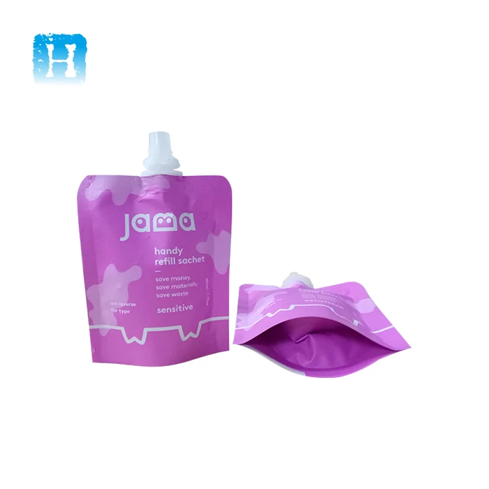 Brown Corner Spout Bag / White Matte Stand Up Liquid Soap Packaging Pouch With Spout