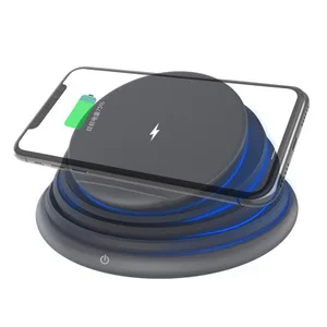 Licheers free shipping LED night light wireless charger 10W fast charging folding wireless charging desktop phone holder