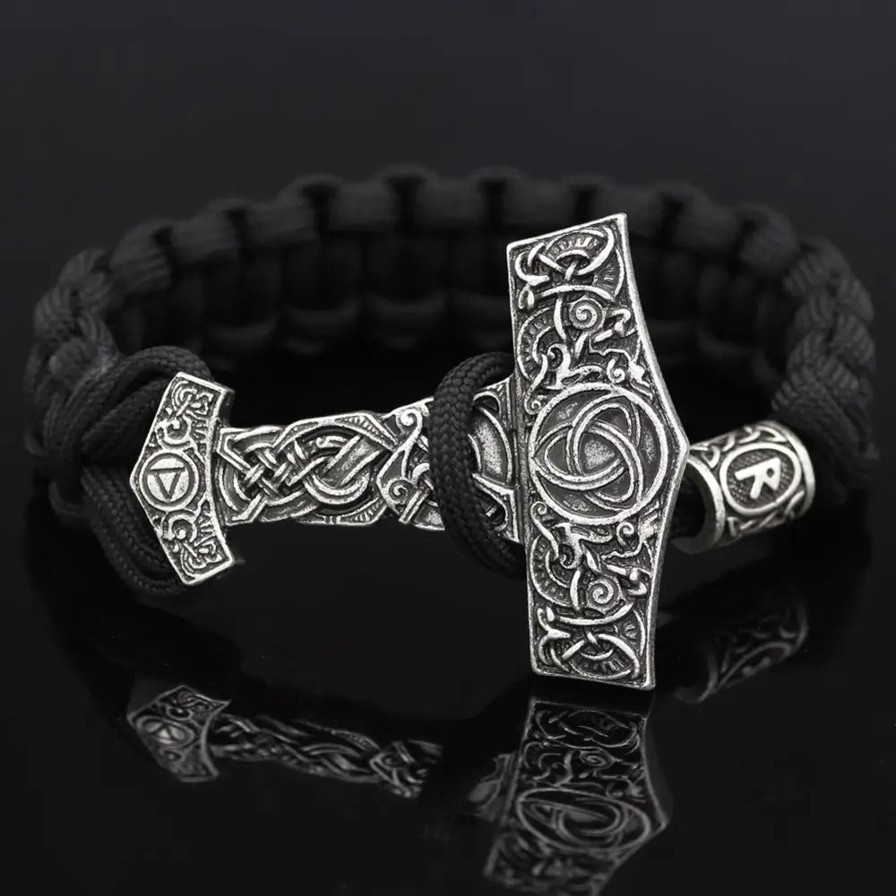 

Wholesale thor's hammer mjolnir bracelet viking scandinavian norse viking bracelet Men gift, Antique silver