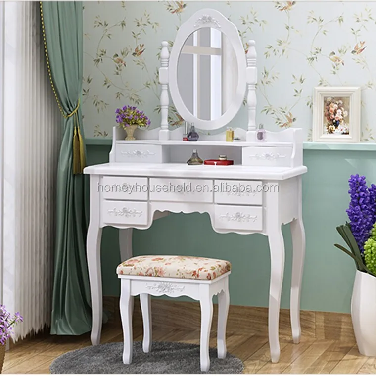 French White Cottage Style Wood 7 Drawers Vanity Set Dresser Buy