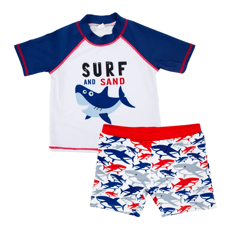 

Kids Swimwear Short Sleeve Two Pieces Swimsuit Cartoon Beach Bathing Suit Boys Swimwear