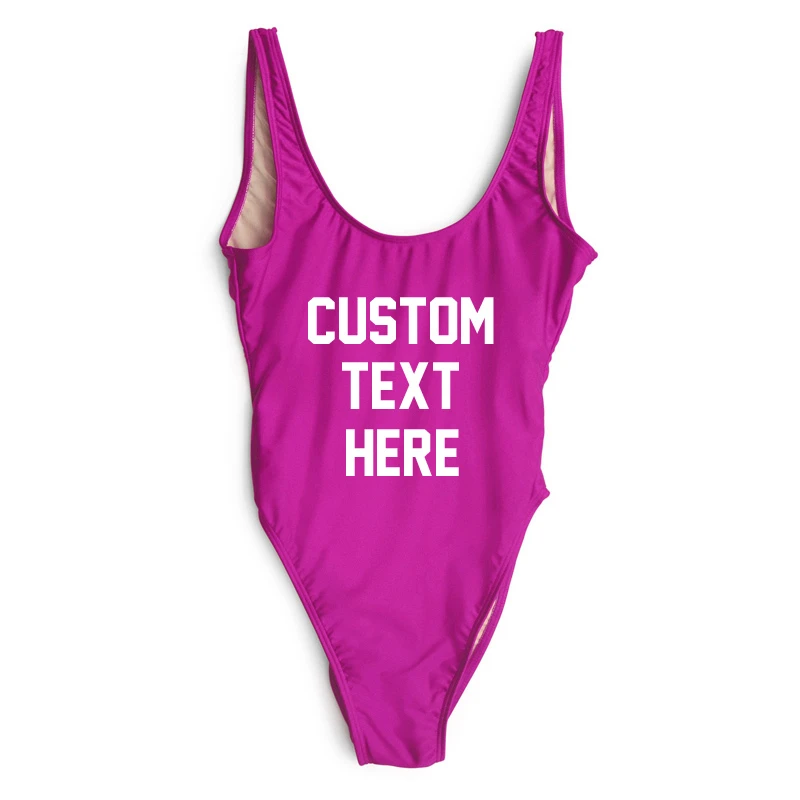 

High Quality One Pieces Swimsuit 2019 Custom Text Swimwear Women Bathing Suit Letter Print Beach Sexy Swimsuit, 15 color