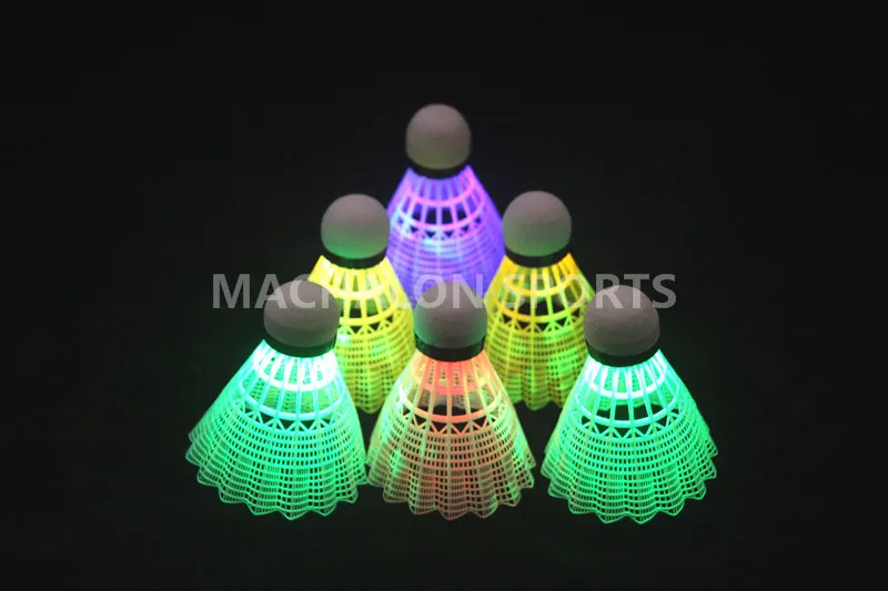 4Pcs Plastic LED Glowing Badminton Shuttlecocks Colorful Indoor Outdoor Sport 