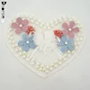 20*17cm DIY material heart shaped handmade patch with many flowers on