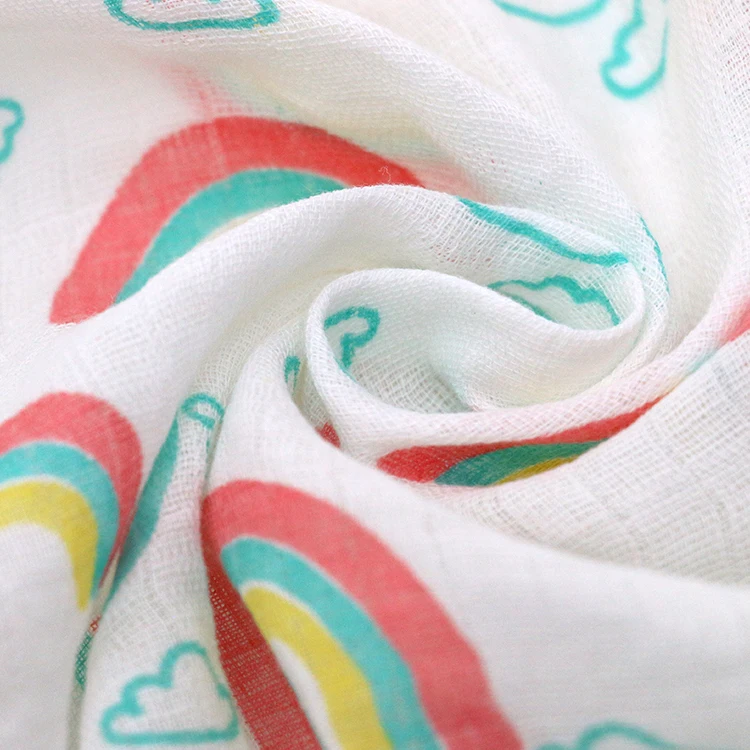 Double Layer Printed Bamboo Fabric Cotton Muslin Blankets Swaddle For